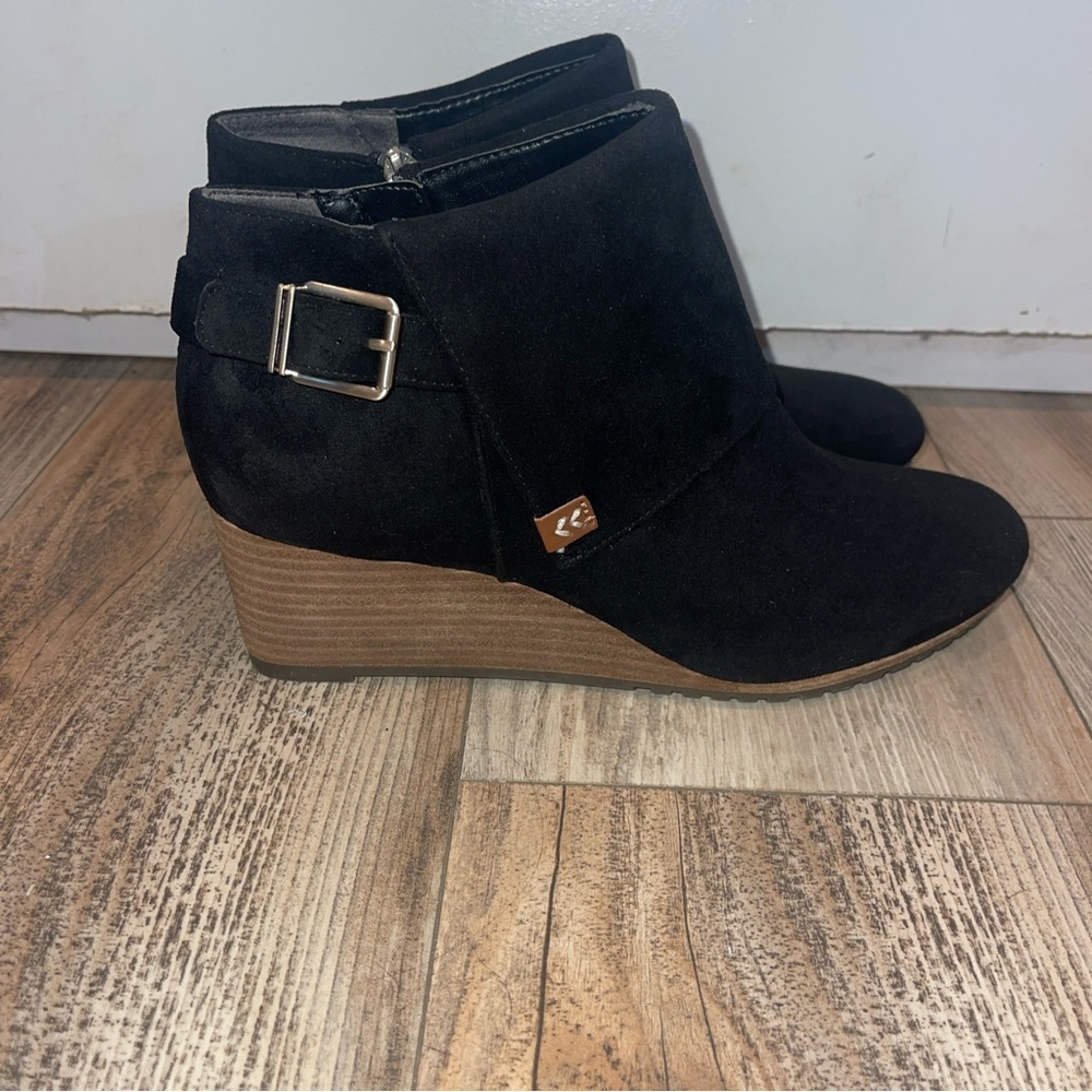 Dr. Scholl's Women's Wedge Create Ankle Boot Booties Black  Suede Size 10 EUC